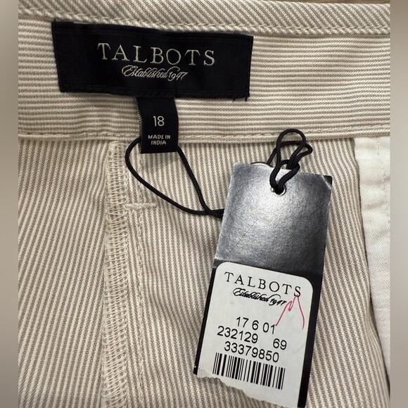 NWT Talbots Pinstripe Stretch Bermuda Shorts Cream Tan 13” Inseam Size 18 - Picture 5 of 9